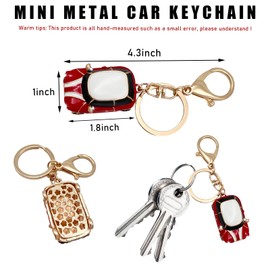 Sylvil Car Model Rhinestone Keychain, Creative Car Shape Keyring, 3D Metal Key Chain Gift for Men Women, Car Accessories (Red)