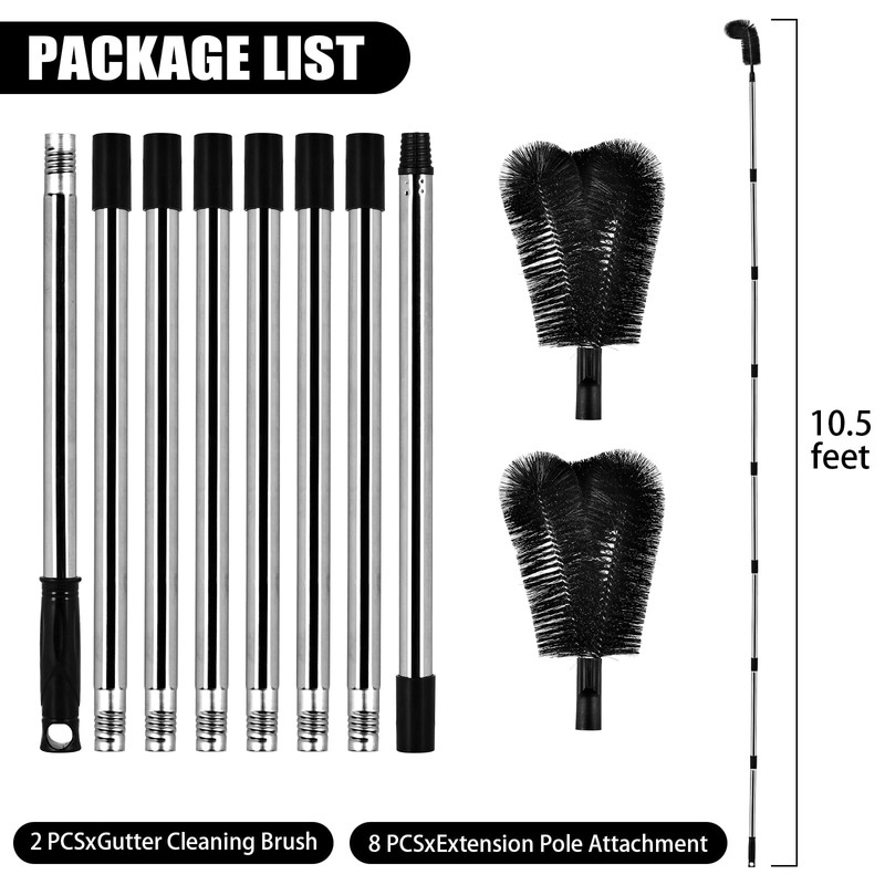 10.5FT Gutter Cleaning Tools from the Ground, Adjustable Long Handle
