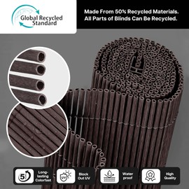 LazBlinds Cordless Roller Shades, Light-Filtering Hanging Window Blinds, UV Protection Waterproof Roll Up Blinds for Windows, French Doors, Patio Indoor/Outdoor Porch, 28'' W x 48'' H, Dark Coffee