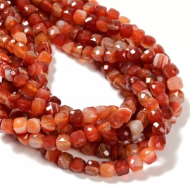 Unbranded Red Stripe Agate Faceted Cube Beads Size 7mm 15.5'' Strand