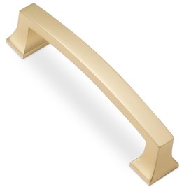 BUKOBYHE 10 Pack 4 Inch(102mm) Cabinet Pulls Brushed Brass Kitchen Cabinet Handles Drawer Pulls Solid Cabinet Hardware