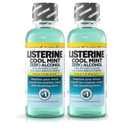 Listerine Cool Mint Zero Alcohol Mouthwash, Travel Size 3.2 Ounces (95ml) - Pack of 2