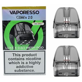 W-Direct Vaporesso Luxe X COREX 2.0 Pods [0.6ohm | 21W] 2 Pack, SSS Leak Resistance, MORPH Mesh & COREX Cotton, Expolosive Flavour, 2ml Cartridge, No Nicotine