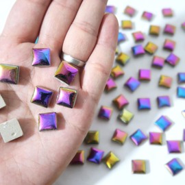 Brueyart 100 Pieces Square Mosaic Tiles for Crafts Bulk, Ceramic Mosaic Pieces 16 Colors Ceramic Mosaic Tile, 12mm Stained Mosaic Ceramic Tiles for Mosaic Projects Home Decor - Symphony Mosaic Tiles