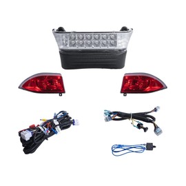 VPAHub Club Car Precedent LED Basic Light Kit （-08 up 48V, 1 LED Headlight with bumper, 2 LED taillight, 1 bucket harness, 1 basic wire harness, 1 Fuse wire harness, instruction & hardware included