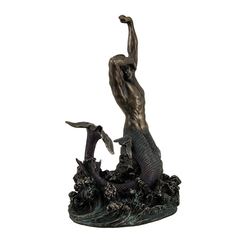 Veronese Design 7 7/8" Tall Merman Stretching on Rock Cold