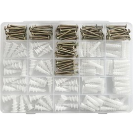 ZUYUEE 208PCS Screws and Wall Plugs Set, (15x33mm) Plasterboard Fixings, Dry Wall Anchor Screws, (7x30mm) Raw Plugs for Brick Wall