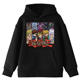 Bioworld Yu-Gi-Oh Character Group With Main Monsters Long Sleeve Youth Black Hooded Sweatshirt-Small