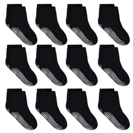 ELUTONG Toddler Non Slip Socks 12 Pairs Boys Girls Anti Skid Socks Grip Socks for 7-10 Years Kids Children
