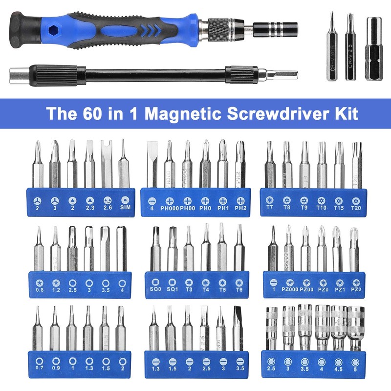 Hautton Precision Screwdriver Set, 60 in 1 with 56 bits