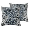 Leopard Print Navy Blue Throw Pillow Covers 18x18 Cheetah Pattern