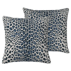 Leopard Print Navy Blue Throw Pillow Covers 18x18 Cheetah Pattern Cushion Cover Set of 2 Modern Leopard Animal Print Couch Pillow Covers Cheetah Wildlife Pillowcases Home Decor for Sofa