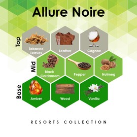 Allure Noire 4 oz Refill for Oil Diffuser with Leather, Cardamom, Vanilla, & More Notes - Cromwell Las Vegas Hotel Scent