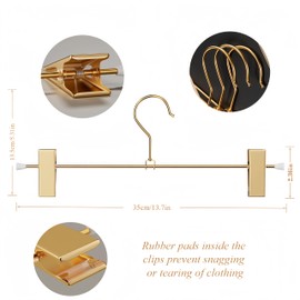 Fazanwey Gold Pants Hangers with 2-Adjustable Clip,Skirt Hangers Metal Clip Hanger for Clothes Shorts Trouser