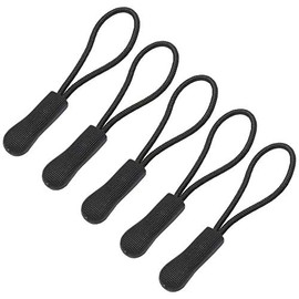 PR-CHUCKHOOK2-BK Zipper Pulls, Practical Simple Backpack, Bag, Pouch, Zipper, Set of 5, Black