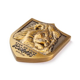 Keep Up Your Courage Lion Christian Challenge Coin - Pack of 10 Bulk, Inspiring Strength and Faithfulness, Gift for Men, Women, Boys, and Girls