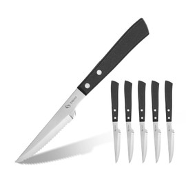 SANHUI Steak Knives, Steak Knife Set of 6, German Stainless Steel Steak Knife Serrated