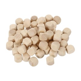 sourcing map 50pcs Blank Wooden Dice, 8mm/0.31inch Unfinished Wooden Cube Rounded Corners Square Block for DIY Craft Projects