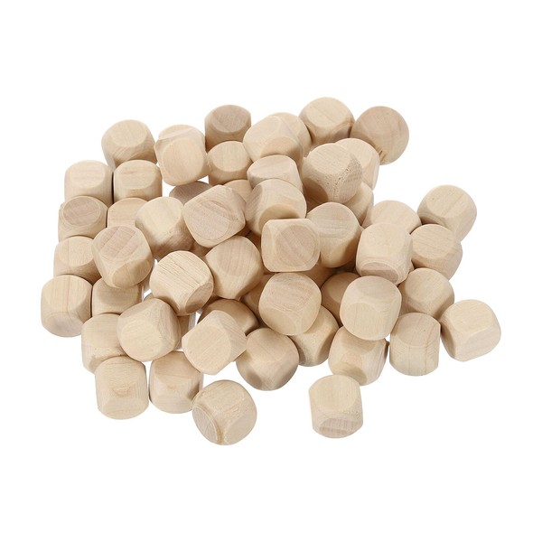 sourcing map 50pcs Blank Wooden Dice, 8mm/0.31inch Unfinished Wooden Cube