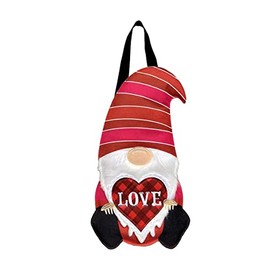 Love Gnome Burlap Valentine's Day Door Hanger Humor Embroidered 13" x 20"
