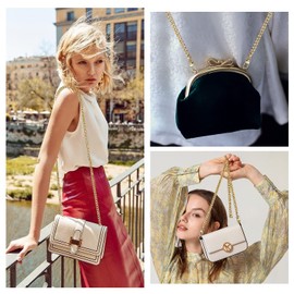 Bag Chain, Pack of 4 Replacement Flat Chain Handbag Chain, Bags Bag Chain, Metal Carry Strap, Handbag Replacement Shoulder Strap Chain, for DIY Handbag, Messenger Bag, Craft Making (Gold)