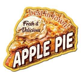 GLOBLELAND Fresh Delicious Apple Pie Metal Tin Sign "Best in Town" Funny Food Vintage Tin Sign Wall Decor for Dining Hall Kitchen Restaurant Cafeteria Dessert Shop Bakery