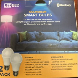LEDEEZ Multicolor Smart Bulbs - 2 Pack In A Box Bluetooth - Via fre App 9 wat