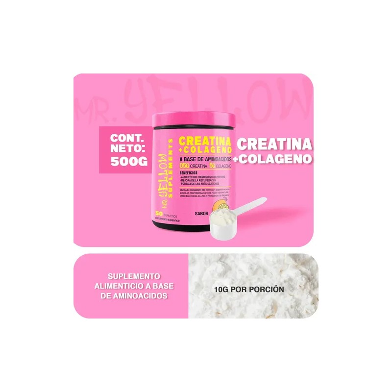 Suplemento Monohidratada Creatina Colágeno Mr. Yellow 500g