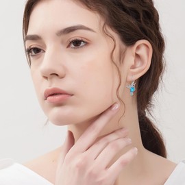 Hummingbird Earrings 925 Sterling Silver Turquoise Hummingbirds Drop Dangle Earring Animal Jewelry Gifts for Women