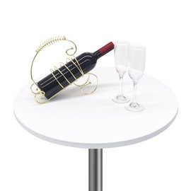 Nacuci Small Round Fitted Table Cover Cocktail Table Topper Cap Elastic Tablecloth Stretch Spandex Tables Cloth for Bar Pub Party White 24 Inch