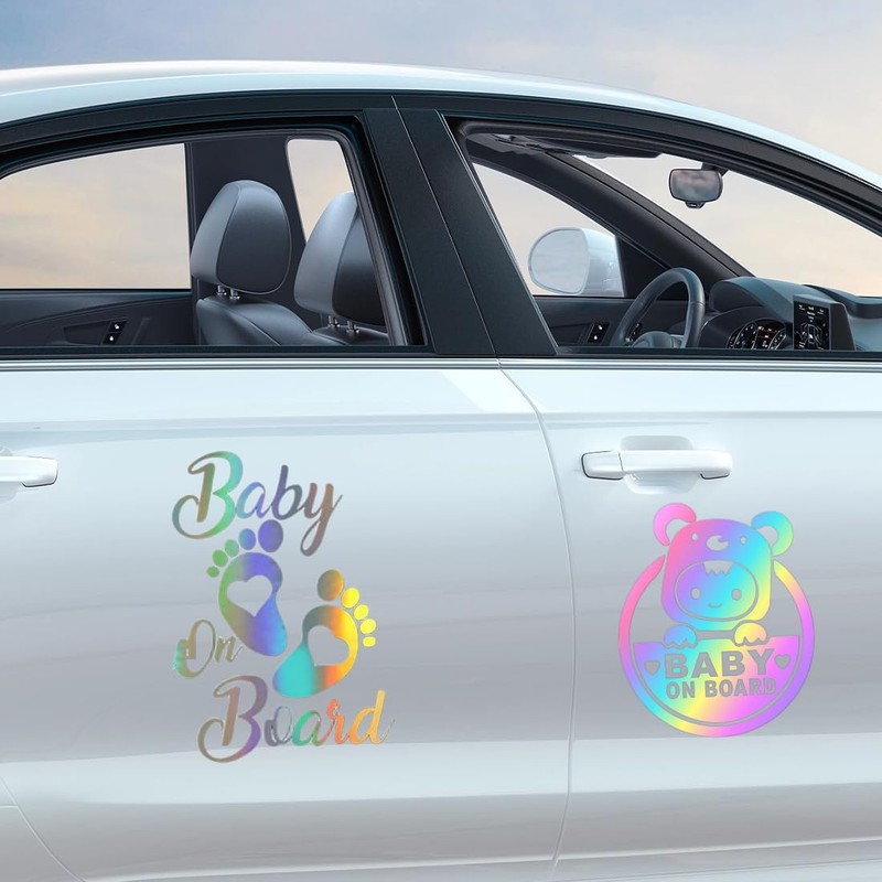 MIRKUZI Car Stickers 4 Pack Safety Signs Car Window Stickers