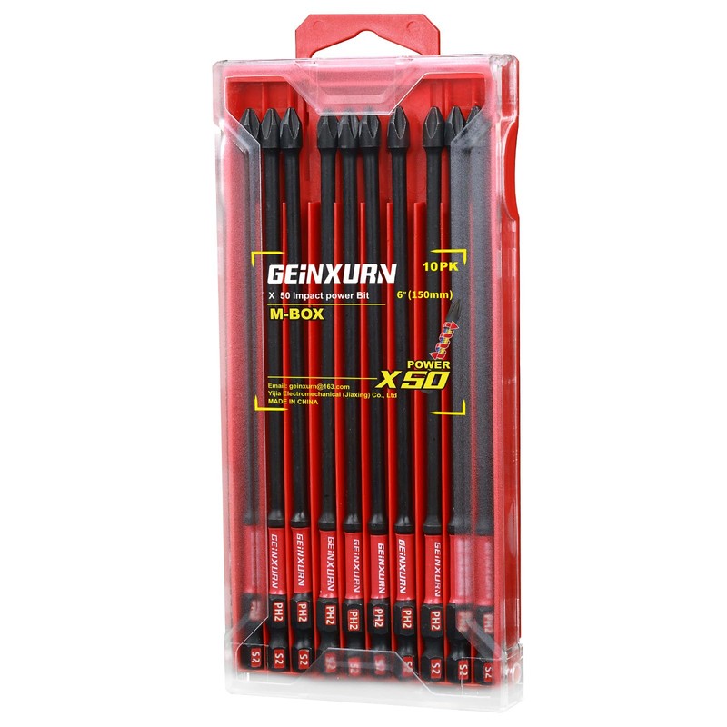 Geinxurn Impact Tough 6 in. #2 Phillips Screwdriver Bits Set,10