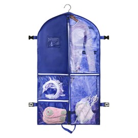 1 Pack Garment Bag for Travel Storage,Dance Costumes Competition Bag,Girls Dress Recital Dance Bag Kids Garment Bags for Hanging Clothes,Clear Cheer Uniform Garment Bag with Buckle.Blue