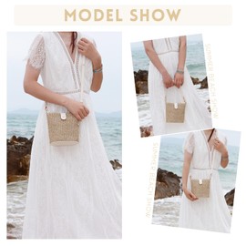 Syrads Straw Cross-Body Bag for Women Summer Straw Crossbody Bag Beach Bag Hobos Shoulder Bag vacation bag,White