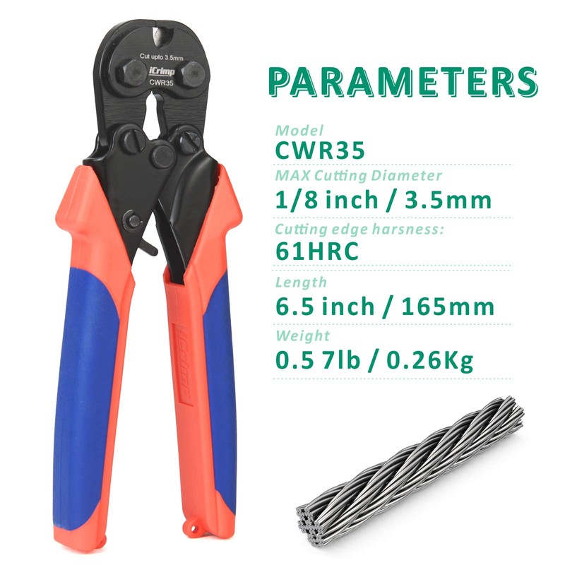 iCrimp Ratchet, Wire Rope Cutter, Wire Cutting Cutter CWR (Outer