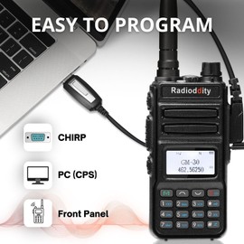 Radioddity 1 Pack GM-30 GMRS Handheld Radio, Long Range Two Way Radio, NOAA Channels, Display SYNC. Ideal for Off-Road Overlanding, w/ 2 Batteries, Speaker Mic and Programming Cable (Chirp Compatible)