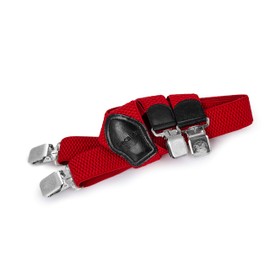 Decalen Men's Braces Wide 4 cm with Very Strong 4 Metal Clip Long One Size for Men Adjustable and Elastic X Style, red