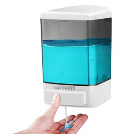 CATTREES Manual Soap Dispenser Kitchen Bathroom 33.8oz/1000ml Wall Mounted Hand Commercial Soap Dispenser for Liquid Containers Shampoo Gel Chamber Plastic (Black)