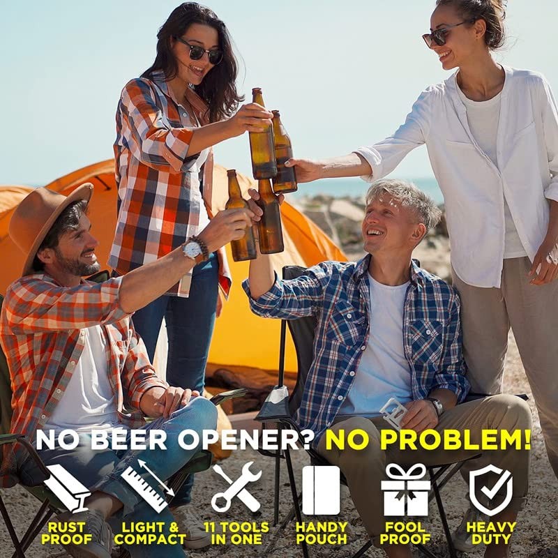 Credit Card 11-in-1 Survival Pocket Tool, Thickened Stainless Beer Opener