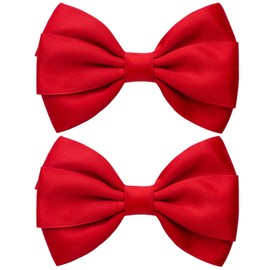 ZOLYCO 4.5 Inches Hair Bows for Women Girls Thick Ribbon Boutique Alligator Clips Hair Accessories for Older Kids Children Young Girls 2 Pcs (Red)