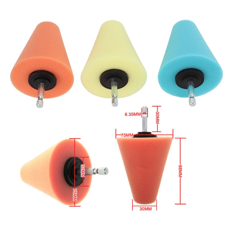 3PCS Hub Conical Polishing Sponge Buffing Foam Pad Wheel Care