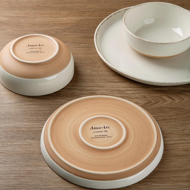 AmorArc Ceramic Dinnerware Sets for 4, 12 Pieces Handpainted Plates