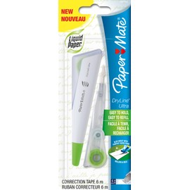 Paper Mate Liquid Paper Dryline Ultra Correction Tape + 1 Refill - Blue, Green, Pink or Orange