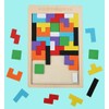 ANCLLO Tangram wooden puzzle with colourful 3D Russian blocks