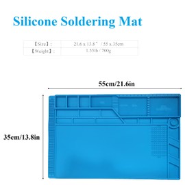 WWZMDiB Heat Resistant 932°F Silicone Magnetic Soldering Work Mat（S-180【21.6 x 13.8” / 55 x 35cm】）