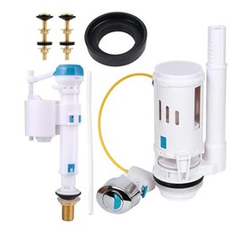 Luooi 4-Piece Toilet Flush System Replacement Kit, 1 Drain Valve + 1 Water Inlet Valve + 2 Copper Screws, Adjustable Height Water Tank Flush Replacement Parts, Suitable For Most Flush Toilets