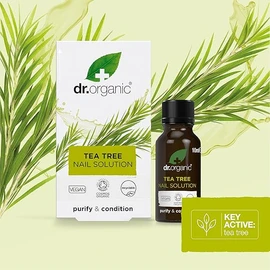 Dr Organic Tea Tree Nail Solution, Purifying, Conditioning , Mens, Womens, Natural, Vegan, Cruelty-Free, Paraben & SLS-Free, Recyclable & Recycled Ocean Bound Plastic, Certified Organic, 10ml