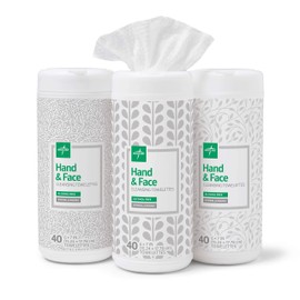 Medline Fragrance and Alcohol-Free Hand & Face Cleansing Towelettes, Gentle Cleaning for Sensitive Skin, Hypoallergenic and Moisturizing, 480 Wipes (Pack of 12)