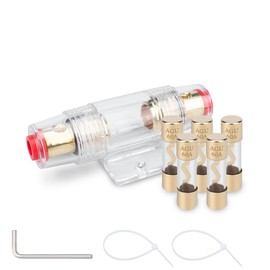 Innfeeltech Pack of 5 Gold-Plated Glass 60A AGU Fuse for Automotive Audio Power Supply Safety with 1 Piece Gold-Plated In-line AGU Fuse Holder