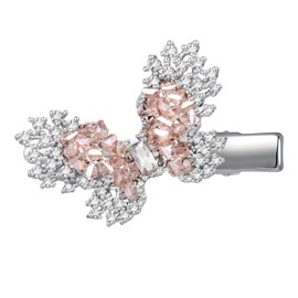 Hand-Beaded Crystal Butterfly Hair Claw Clip, SHE'S FREE STYLE JUST FOR YOU Metal Small Hair Clip with Artificial Zircon, Romantic sparkle Hair Accessories for Women (Pink)